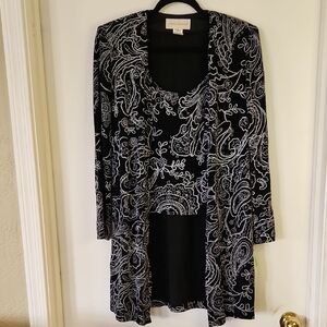 NWT jeanne alexander Black and White Cardigan Set